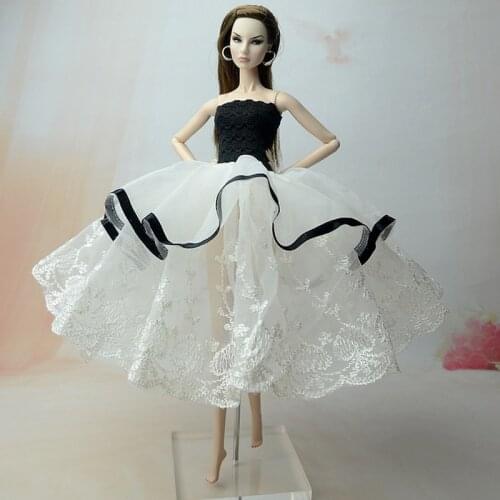 White Lace Fashion Doll Clothes For Barbie Doll Wedding Party Dress For Barbie Dollhouse Limited Collection Handmade Dresses
