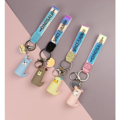 Cartoon cute bear tail doll key chain pendant resin duck dog wedding gift wholesale