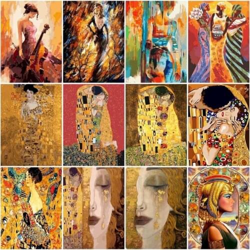 SDOYUNO Abstract Oil Painting By Numbers For Adult Kiss DIY 60x75cm Figure Drawing By Numbers On Canvas Frameless Home Decor