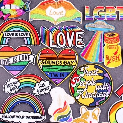 Rainbow LGBT Patch DIY Pride Gay Iron on Patches On Clothes Stickers Badges Embroidered Patches For Clothing Stripes Accessory