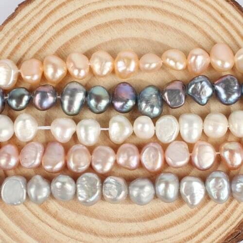 6-7mm Natural White Pink Freshwater Pearl Gem Irregular Loose Beads For Diy Bracelet Accessories Jewellery Making 15''/Strand