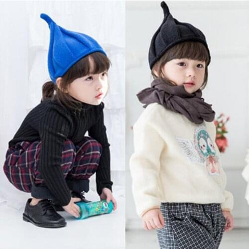New Children Elf Hat Infant Toddler Autumn Winter Knitted Caps for Baby Bunny Beanie Spire Cap Photography Props