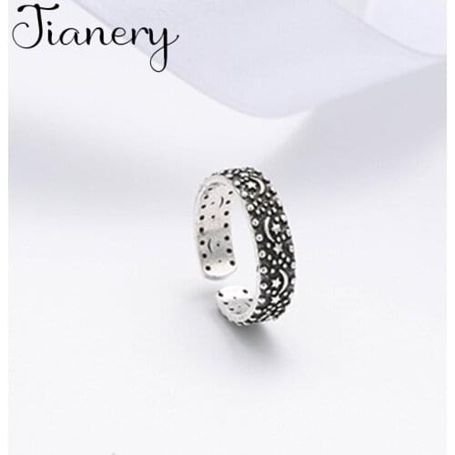 JIANERY New Trendy Silver Color Star Moon Rings For Women Wedding Men Jewelry Finger Rings Wholesale