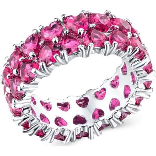 Newest Wheel Red/Green/White Heart-shaped Matte CZ inger Rings For Woman Engagement Silver-plated Mothers Day jewelry