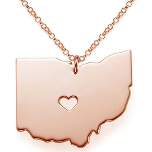 Popular in Europe and the United States, the United States stainless steel Ohio map pendant necklace necklace