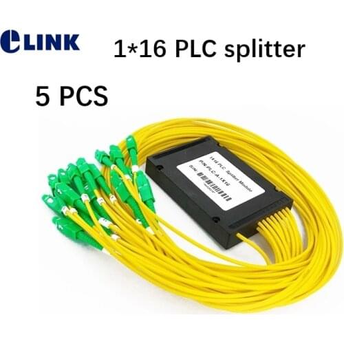5 PCS 1*16 PLC splitter ABS box SC FC UPC APC 1mtr 2.0mm 3.0mm yellow cable Cassette 1x16 FTTH coupler SM free shipping factory