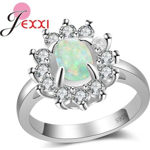 Luxulry Shimmering Women Finger Rings Beautiful Jewelry For Ladies Pure 925 Sterling Silver Accessories Party Best Gift