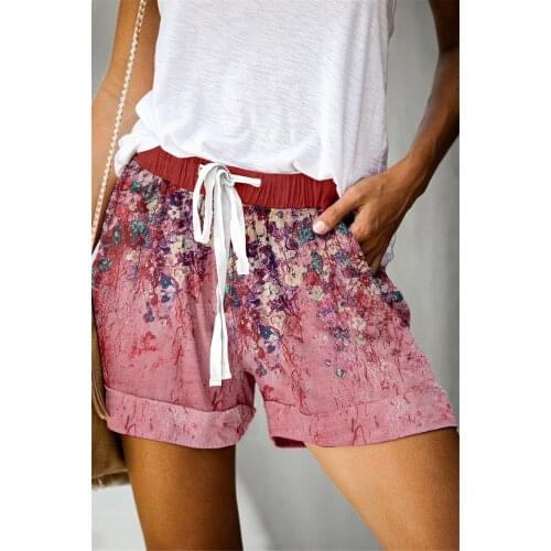 Printing Shorts for Women Summer Wide Leg Short Pants Women Clothing Drawstring Casual Beach Streetwear Women Shorts