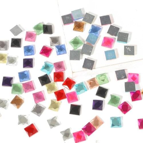 6/8/10/12mm 14 Colors Multi Sizes Square Flat Back Glass Crystals Rhinestones Sewing Beads for DIY Crafts Jewelry Accessories