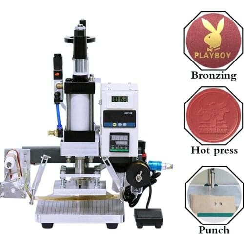 WT-QS90 Bronzing Machine Pneumatic Hot Foil Stamping Machine Leather Wood Furniture Album Heat Press Machine Gilding Press