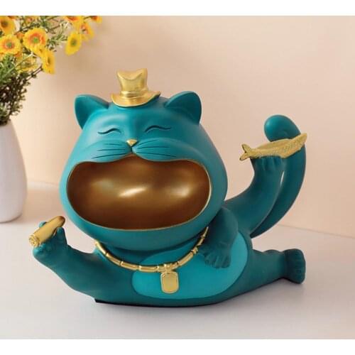 Sundries Box Vibrant Color Large Capacity Resin Animal Cat Sculpture Storage Holder Decor Display Mold 2021 New Desk Decoration
