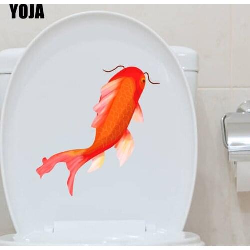 YOJA 22.1*19.6CM Fish Swimming Around Toilet Decal Wall Sticker BedRoom Home Decoration T3-0786