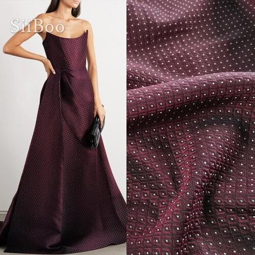 Geometric polka dot jacquard brocade fabric for dress coat wine red jacquard tissue for sewing tecidos stoffen telas yarn SP5516