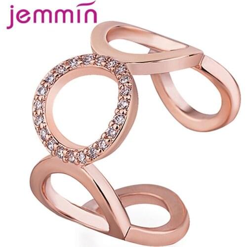 Women 925 Sterling Silver Opening Rings For Women Exaggerates Circle Birthday Gift Metal Korean Brilliant Frienship Jewelry Gift