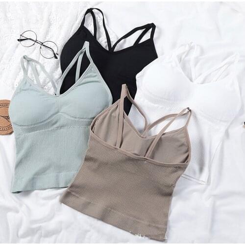 2020 Crop Top Women Camis Halter Top Women Camisole 2019 Summer Sexy Sleeveless Slim Low Chest Button Roupas Femininas