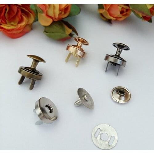10Set/lot 14mm single Rivet Magnetic Snap Fasteners Clasps Buttons Handbag Purse Wallet Craft Bags Parts Accessories