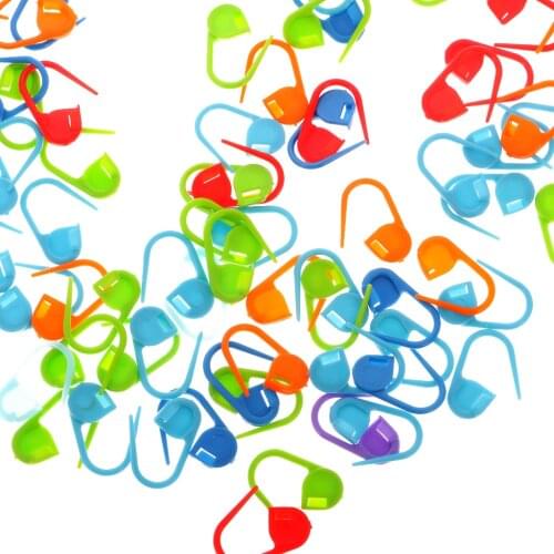 100x Mixed Plastic Mini Knitting Crochet Locking Stitch Marker Needle Clips