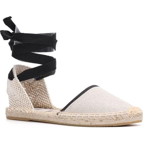 2020 Hot Sale Special Offer Hemp T-strap Flat With Open Sandals Sapato Feminino Sapatos Mulher Womens Espadrilles Flat Shoes