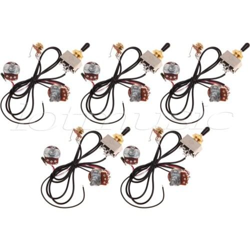 5 Sets Two Pickup Wiring Harness Golden 500K Toggle Black-Great with Humbuckers