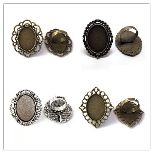 5PCS Ancient Bronze Ring Ring Size Adjustable Tray Size 18X25mm Oval Jewelry Accessories Ring Base