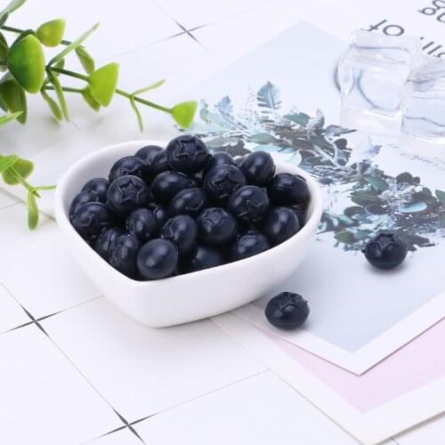 50pcs Lifelike Artificial Blueberry Plastic Fake Fruit Disply Home Party Decor QX2E