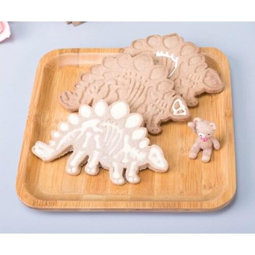 AG 3D Dinosaur Cookies Cutter Mold Dinosaur Biscuit Embossing Mould Dessert Baking Silicone Mold for Sop Cake Decor Tool