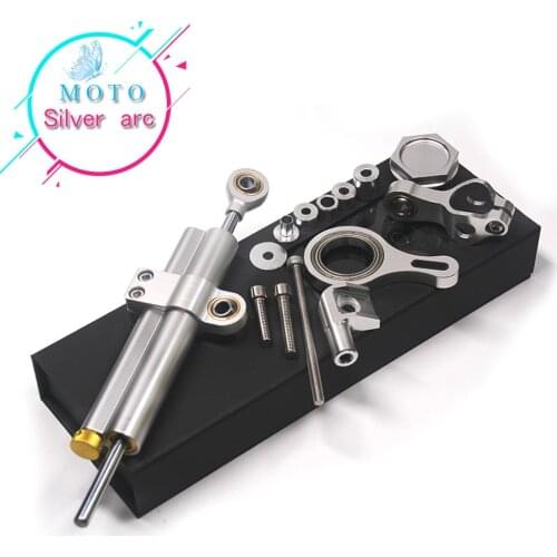CNC Aluminum Adjustable Motorcycles Steering Stabilize Damper Bracket Mount Kit For YAMAHA YZF R6 2006-2020/ R1 2009-2017 Silver