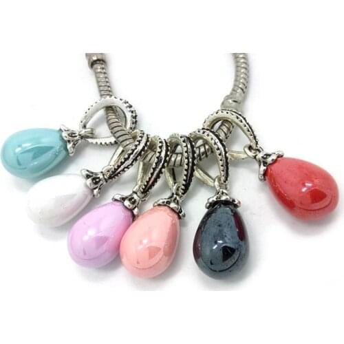 Free shipping new 20pcs new drop shape pearl pendant big hole beads fit European Pandora bracelet & necklace DIY