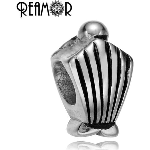 REAMOR 316l Stainless Steel Shell Marine Life European Large Hole Beads For Bracelet Jewelry Making DIY Women Bead Wholesale