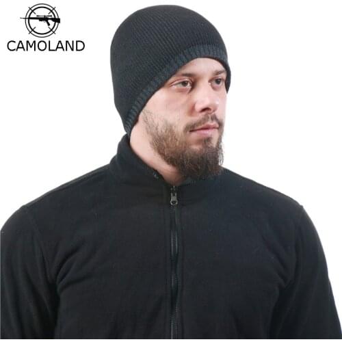 CAMOLAND Wholesale Men New Winter Plus Velvet Thick Warm Knitted Hats Casual Skullies Beanies Male Comfortable Soft Hedging Caps