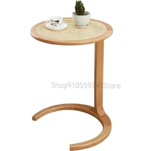 Design Round Ash Wood Rattan Tray Korean Ins Medieval Side Table Sofa Corner Table Multi-purpose Side Table