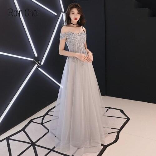 Long Evening Dresses 2021 Applique Party Dress Lace Up Back Formal Prom Gowns