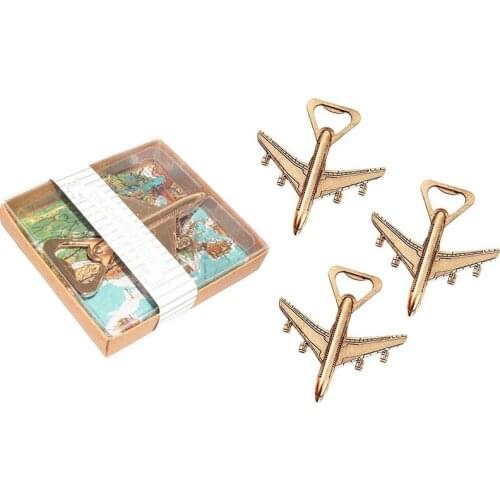 Hot XD-Pack of 12 Airplane Bottle Opener Gift Box Air Plane Travel Beer Bottle Opener Party Favor Wedding Birthday Decorations