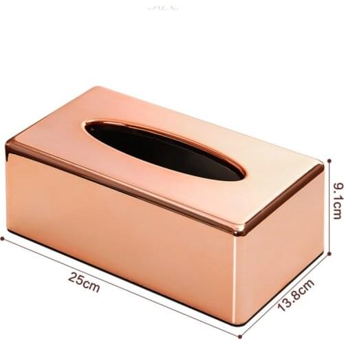 Exquisite rose gold ABS plating plastic tissue box Stylish home living room literary tissue box