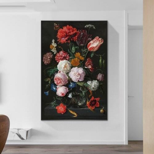 Classical Flowers in a Glass Vase Canvas Paintings On the Wall Posters And Prints Classical Flowers Pictures Wall Decoration