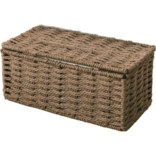 Rattan Tissue Box, Vintage Napkin Holder, Case Clutter Storage Container Cover, Living Room Desk Decoration