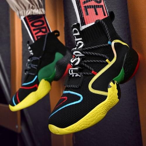 ZEEKSON Large Size 48 Flying Knit Socks Shoes Casual Shoes Camouflage Thick-soled Sports High-top Shoes Winter Mens Shoes