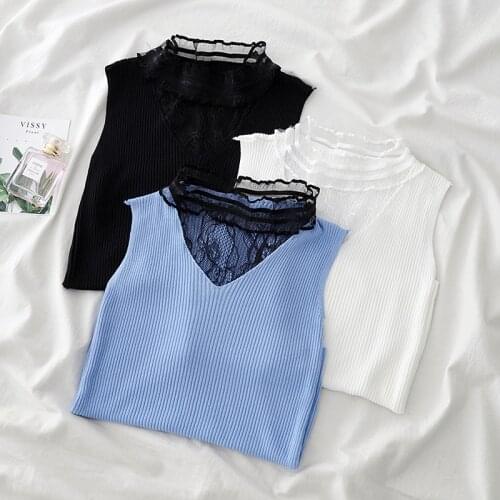 Summer Sleeveless Thin Womans Sweater Lace Sun-Top Knitwear Vest