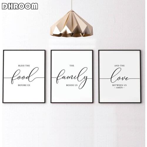 Nordic Minimalist Canvas Poster Printing Bless The Food Before Us Kitchen Wall Art Painting Housewarming Gift Dining Room Decor