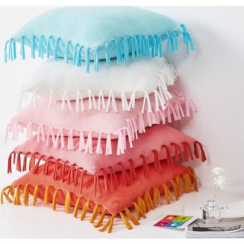 Fashion Cushion Cover 45x45 Cm Knitted Blue Pink Ivory Orange Pillow Case Home Decor Pillow Case Throw Pillows