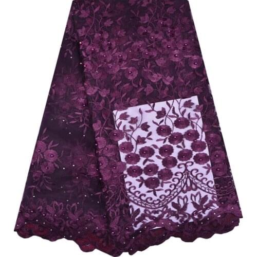 Fashion Tulle Embroidered Net Lace African French Laces Fabrics High Quality Nigerian French Net Lace 2018 With Stones 1236
