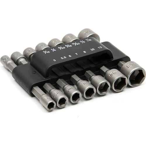 14pcs Metric Quick Change Power Nut Driver Bit Set Screwdriver Nutdrivers Hand Tools Wrench 1/4 Hex Cordless Drill Nut-Driver