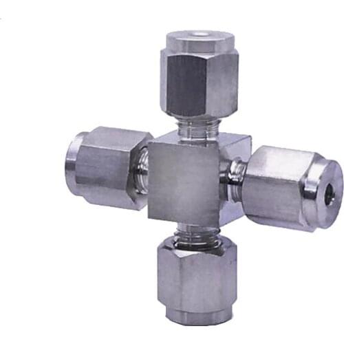 Stainless steel 304 3/6/8/10/12/14/16 mm OD Equal Union Cross Connector Double Ferrule Compression Fitting