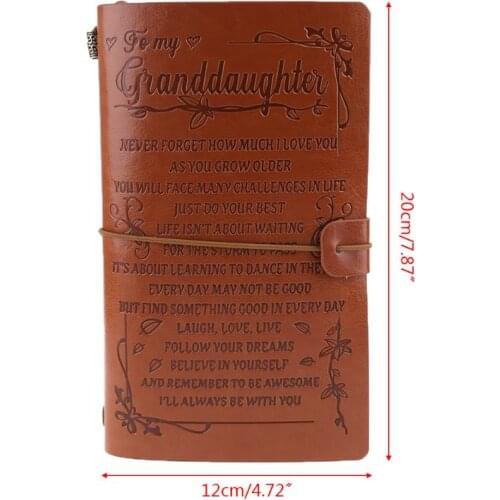 2021 New Vintage Engraved Faux Leather Journal Notebook Diary to Grandson Granddaughter