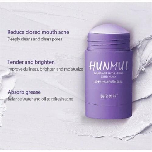NEW Purple Solid Mask Stick Deep Cleansing Smear Type Eggplant Essences Cleaning Mud Mask Moisturizing Anti-Acne Cosmetics TSLM1