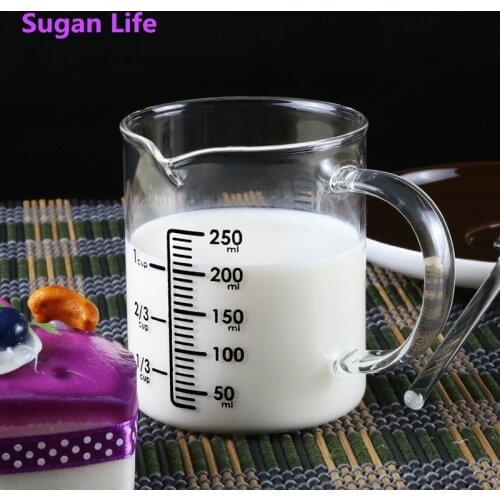 NEW 250ml Glass Measuring Cup Milk Jug Cafe Creamer Cup Juice Tea Espresso Coffee Cup Barista Mug Milk Frother Latte Pitcher