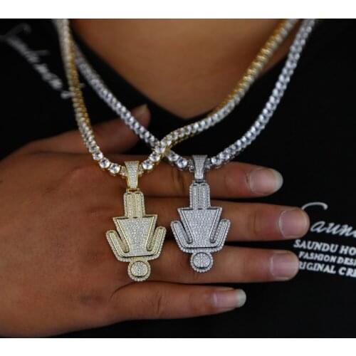 New cute lovely girl Pendant Iced out bling Cubic Zirconia fashion Necklace 5mm cz Tennis Chain choker HipHop Punk mens Jewelry