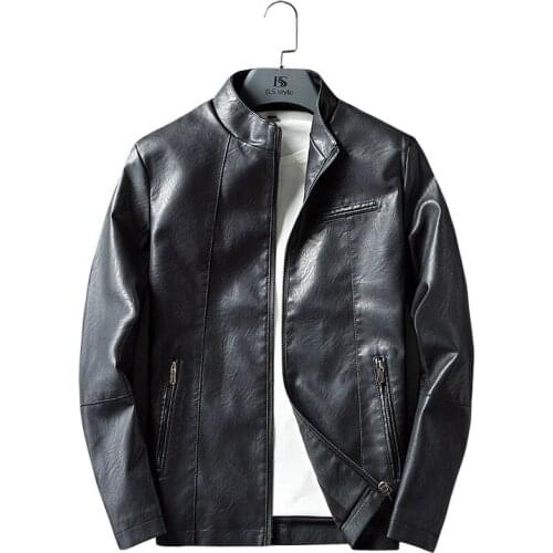 Autumn Winter PU Leather Jacket Men Wool Liner Warm Motorcycle Jacket Stand Collar Slim Fit Jaqueta Masculina Faux Leather Coat