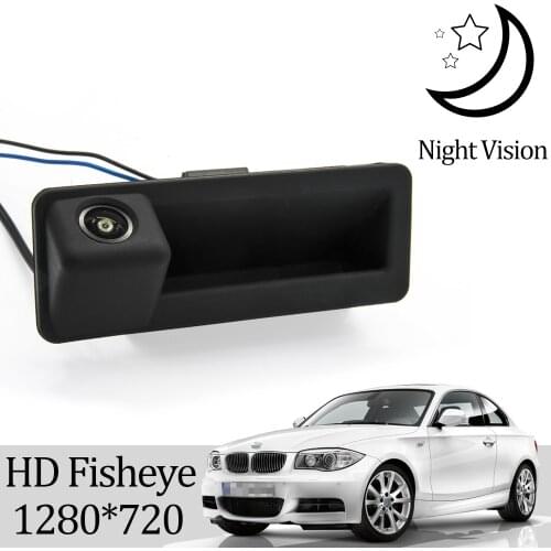 Owtosin HD 720P Rear View Trunk Handle Camera For BMW 1 series E82 E88 2004 2005 2006 2007 2008 2009 2010 2011 Car Monitor