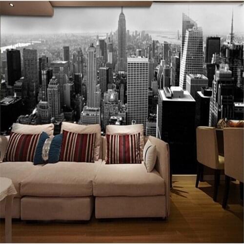 Beibehang Customize 3d wall paper Simple black and white architectural style city building in Manhattan wallpaper